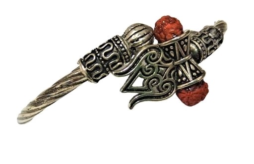sliver1 Rudraksha Trishul Damroo Oxidized Silver Kadas Bracelet - Image 1