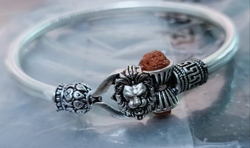 tilak-leather-bracelet-500x500 100% Casual Wear Lion Silver Pipe Bracelet, 20g - Image 1