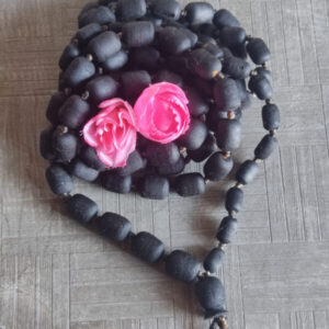 Iskcon Shyama Tulsi Japa Bead Mala 108 + 1 Guru Bead Cylindrical Shaped – 14 mm Material Tulsi Bead Shape Cylindrical Bead Size 14 Mm