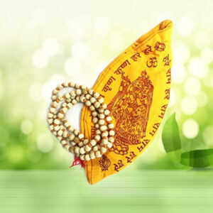 ISKCON Tulsi Jap mala 108 + 1 beads with Cotton Gaumukhi Japa Bag Material Tulsi Bead Shape Spherical Bead Size 8 Mm